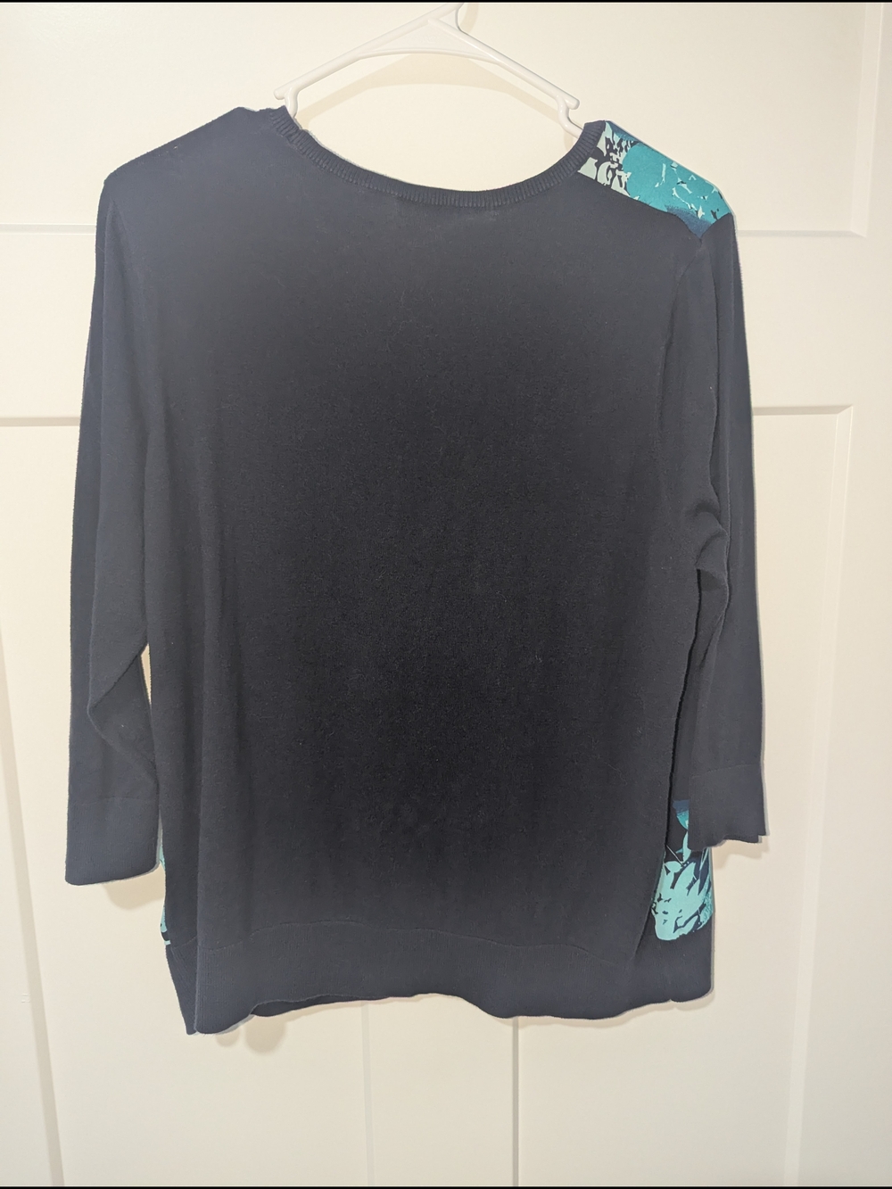 Ann Taylor Navy Sweater with Teal Floral Print - Picture 3 of 3